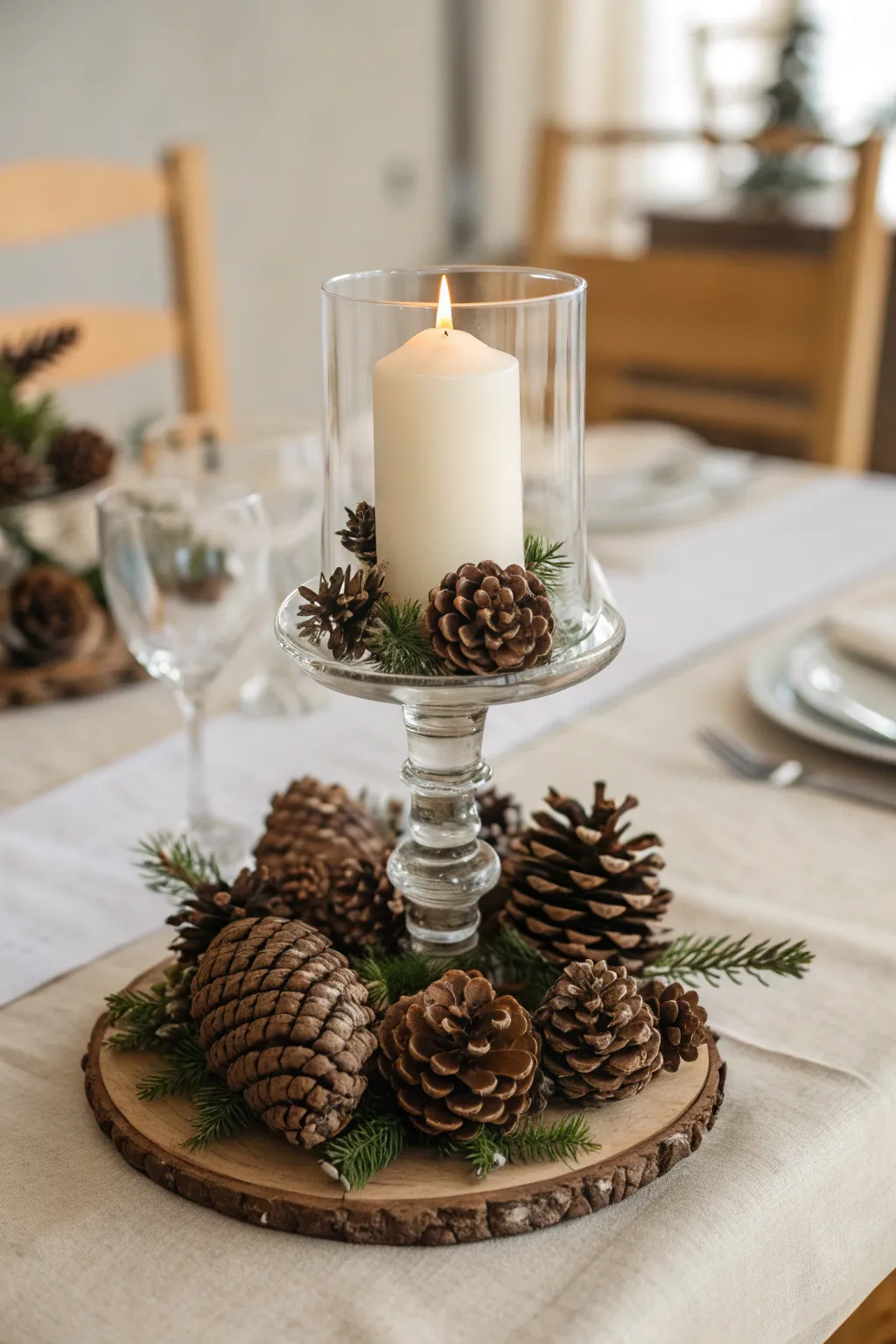 Elevate your table setting with these charming DIY pine cone candle holders—where simplicity meets natural elegance.