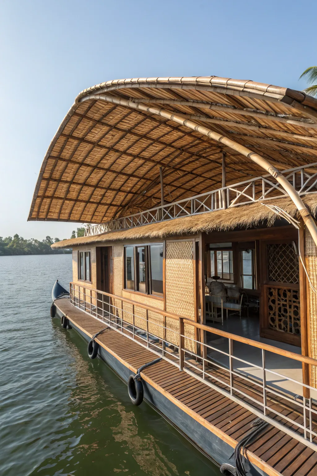 Elevate your houseboat design with a touch of tropical charm. 🌴 #Craftsmanship #HouseboatDesign