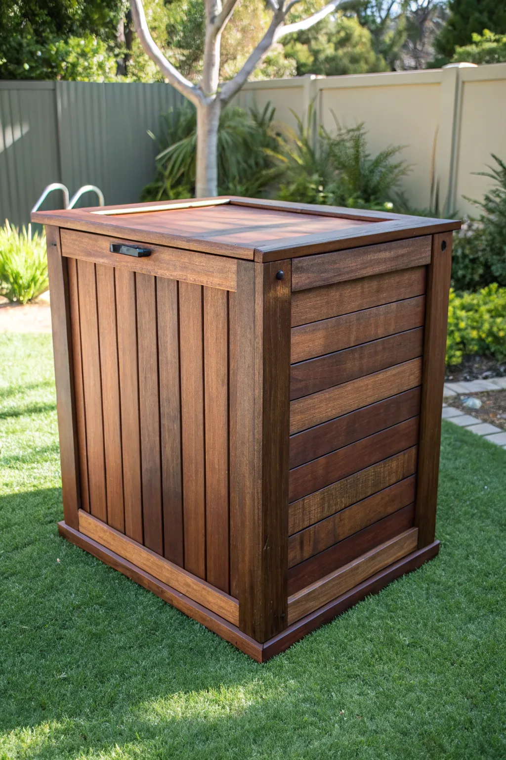 Elevate your pool area with this elegant, handcrafted pump cover—where functionality meets exceptional craftsmanship.