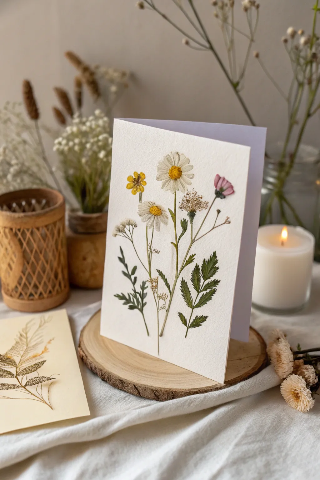 Embrace the charm of nature with pressed flower save-the-dates. Perfect for adding a personal, elegant touch.