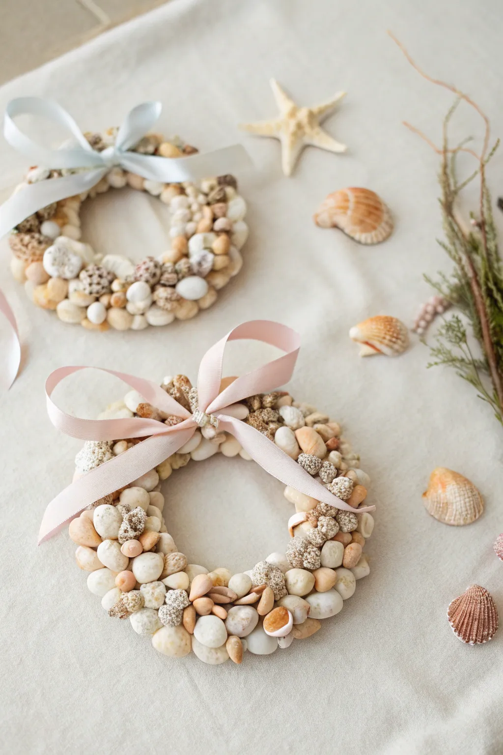 Embrace coastal elegance with these DIY miniature seashell wreaths, perfect for a serene and stylish holiday decor.