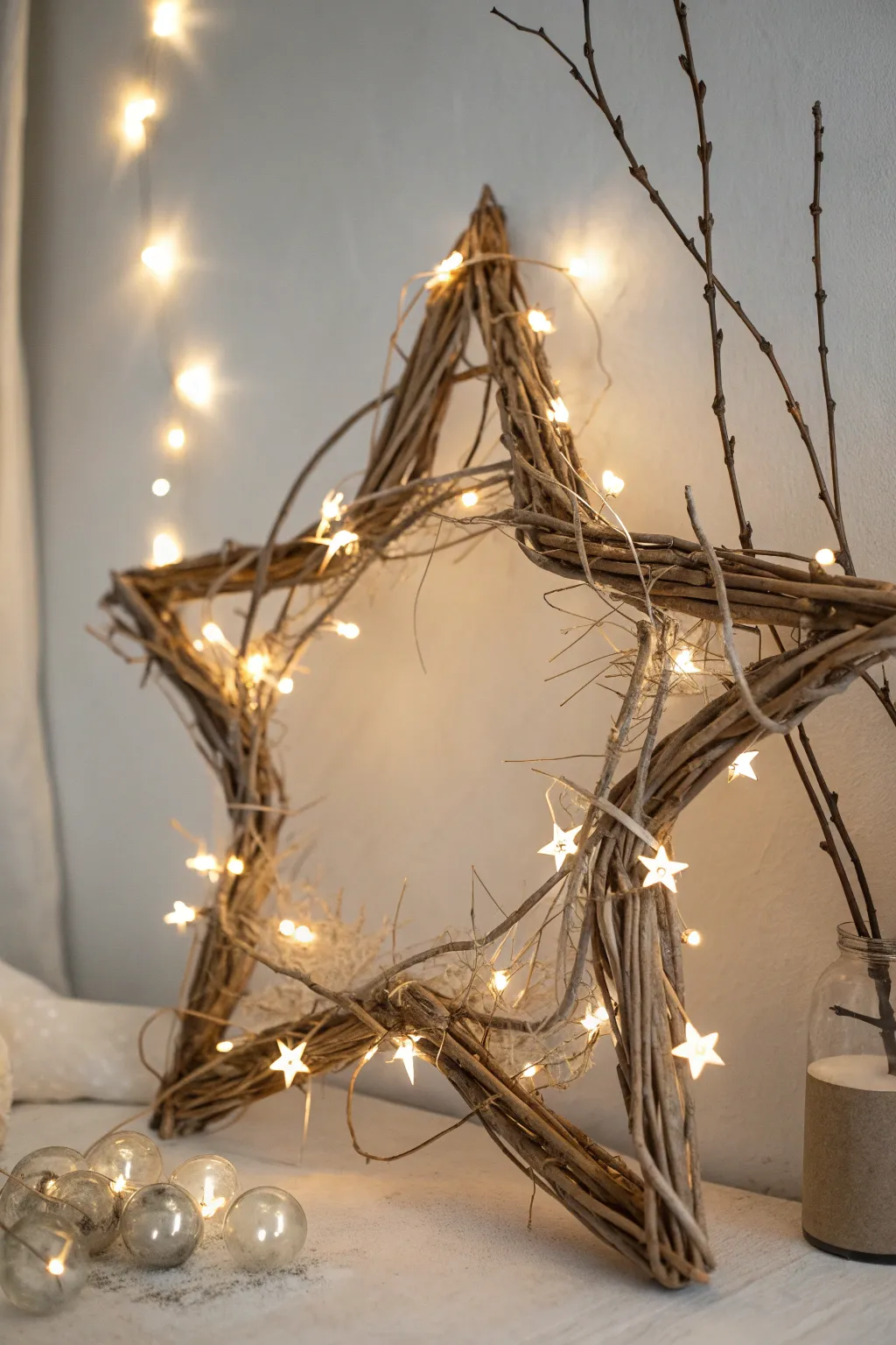 Illuminate your space with the enchanting glow of a DIY star wreath, where simplicity meets magic.