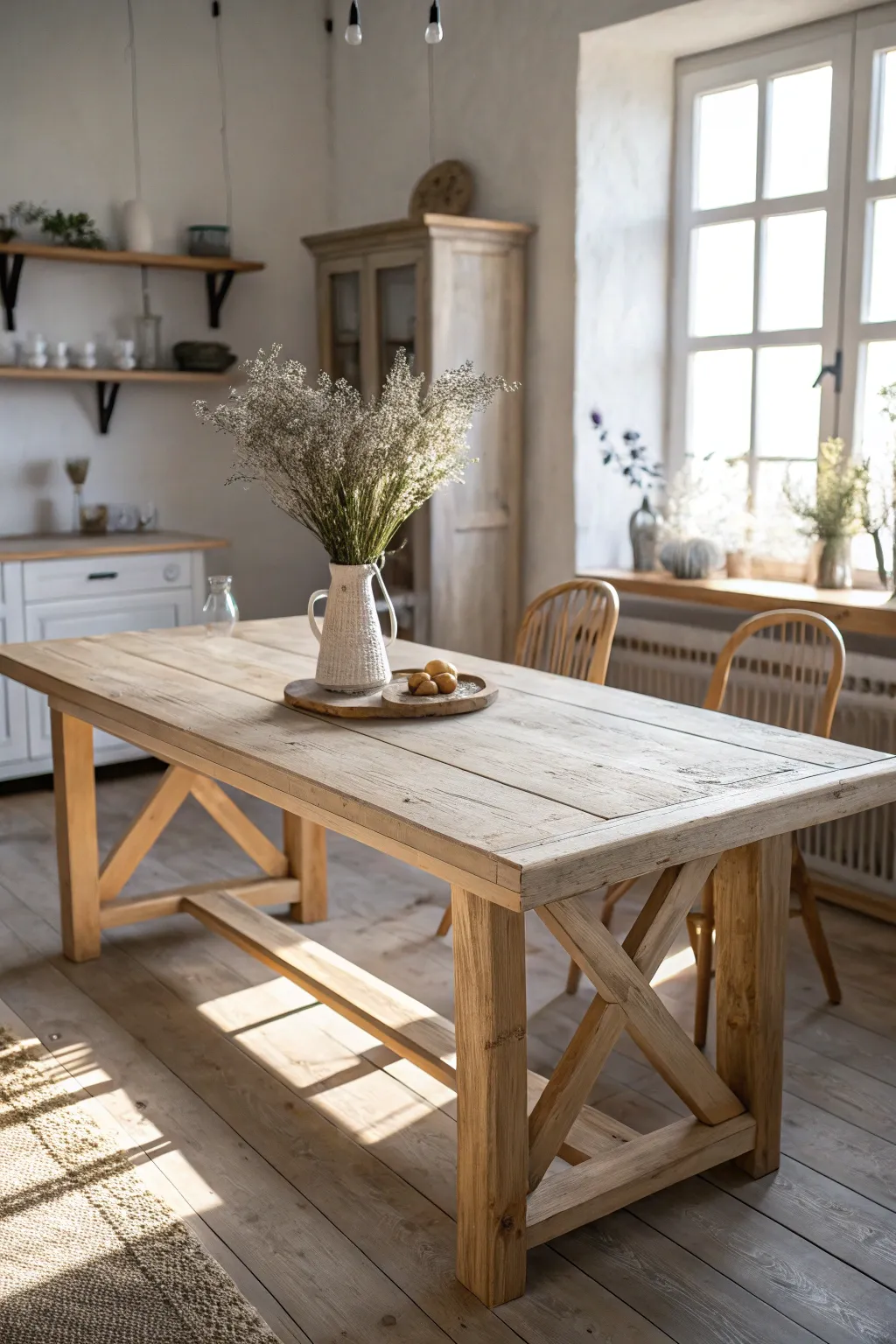 Craft your own cozy corner with this budget-friendly farmhouse table, where minimalism meets natural beauty.