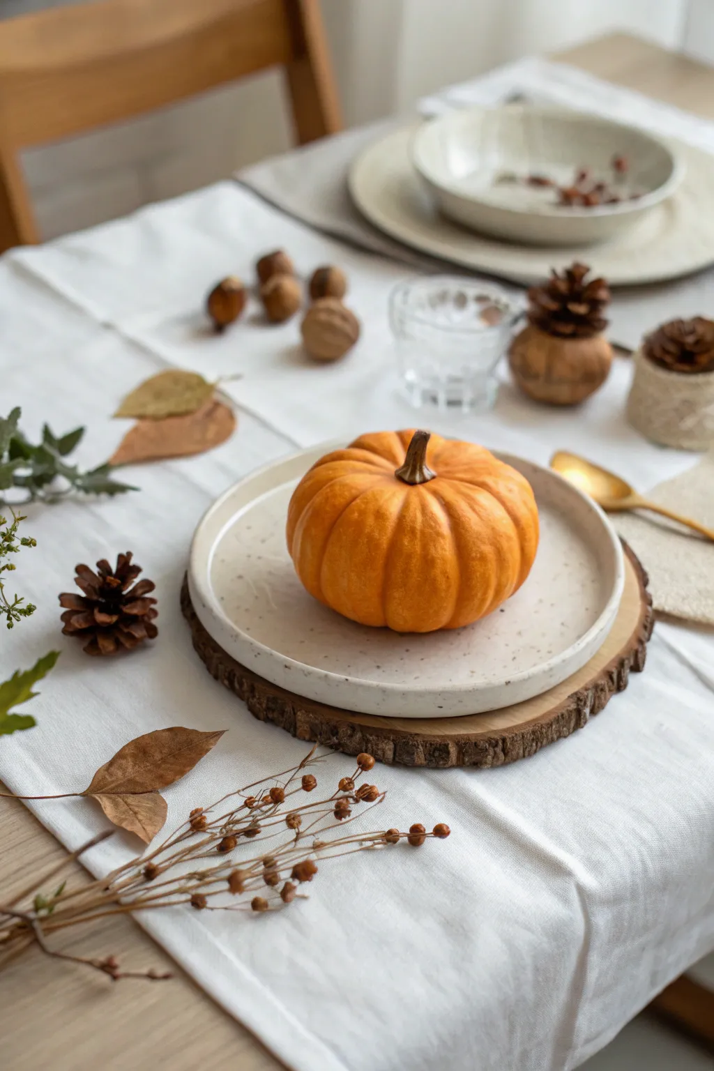 Transform your table into an autumn wonderland with the simple elegance of a mini pumpkin. 🍂✨ #SeasonalSurprise #ScandiBoho