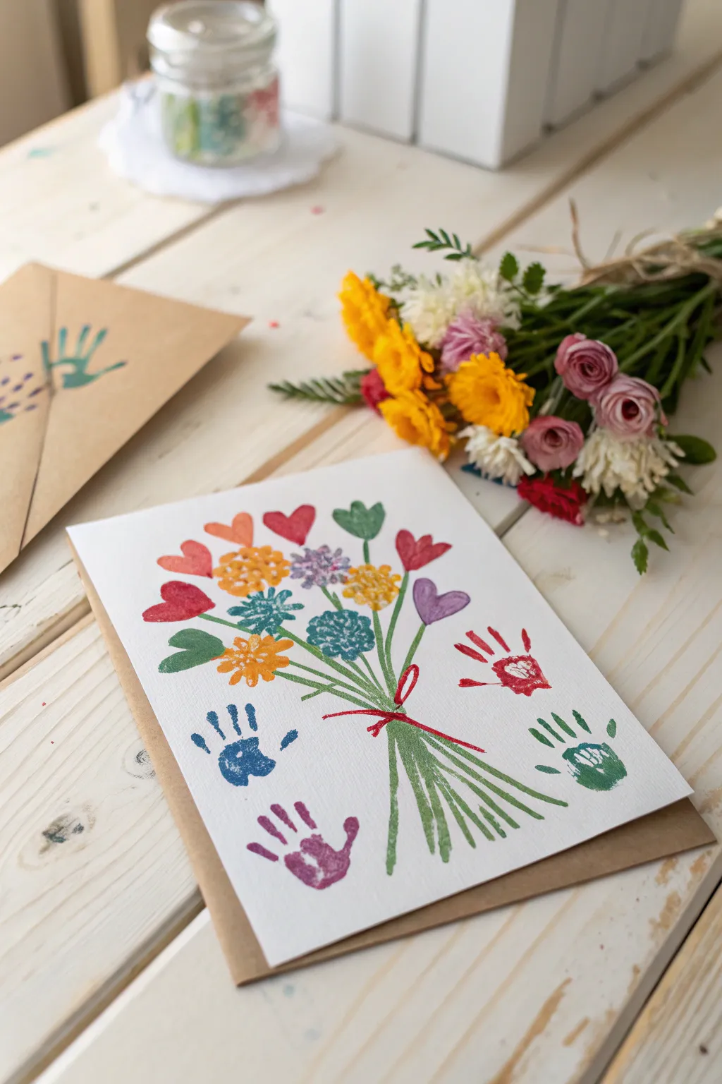 Cherish the moment: Transform little handprints into a blooming bouquet of gratitude.