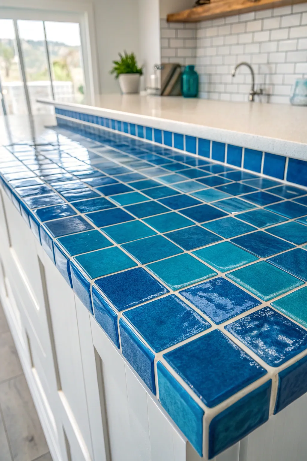 Transform your kitchen with bold, blue tiles that blend Scandinavian simplicity with Boho charm.