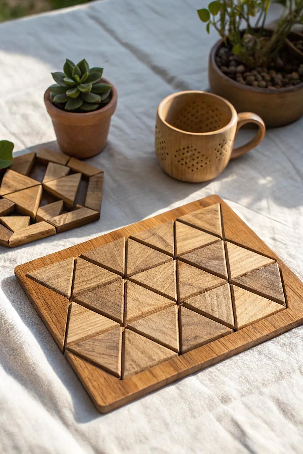 Transform simple wood pieces into a geometric delight with this DIY trivet project - where elegance meets craftsmanship.