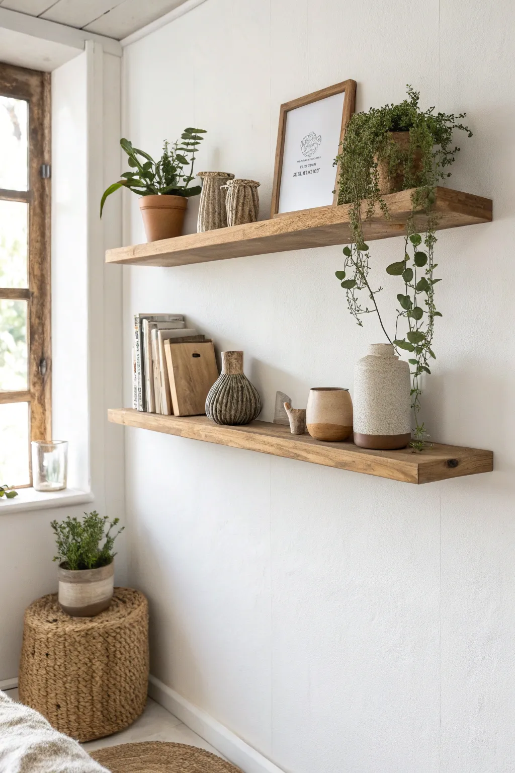 Elevate your space with the simplicity and charm of open shelves. #ScandiBoho