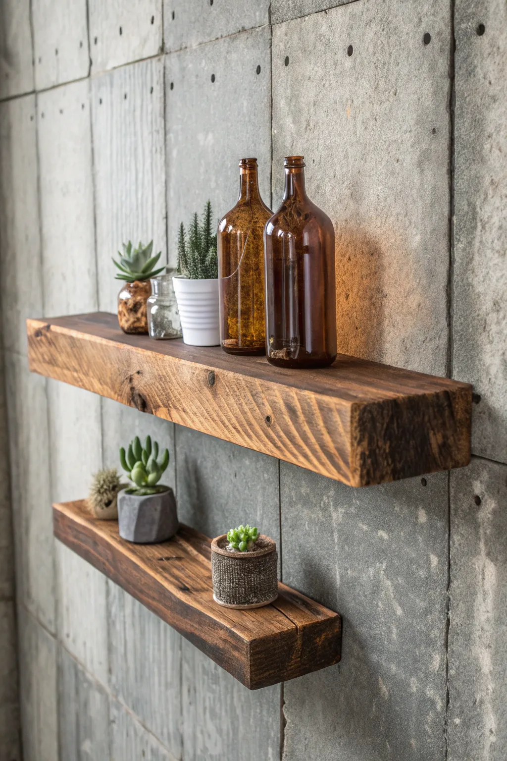 Elevate your space with handcrafted wood slab shelving that seamlessly blends function and style.
