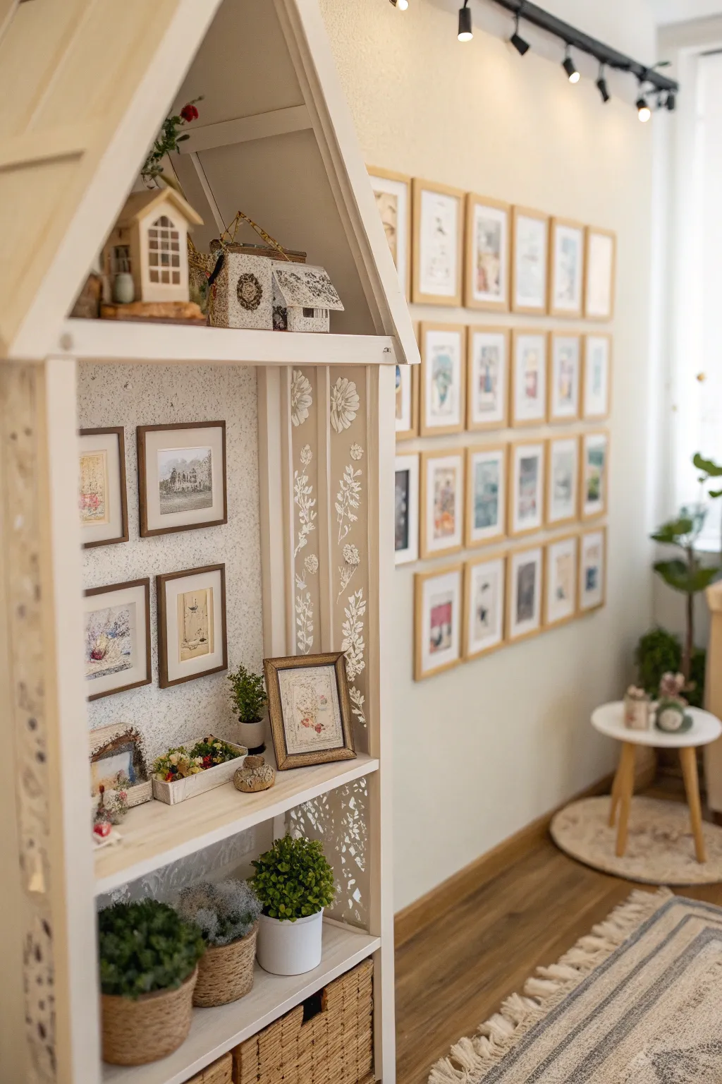 Transform your dollhouse into a cultured retreat with a stunning miniature gallery wall.