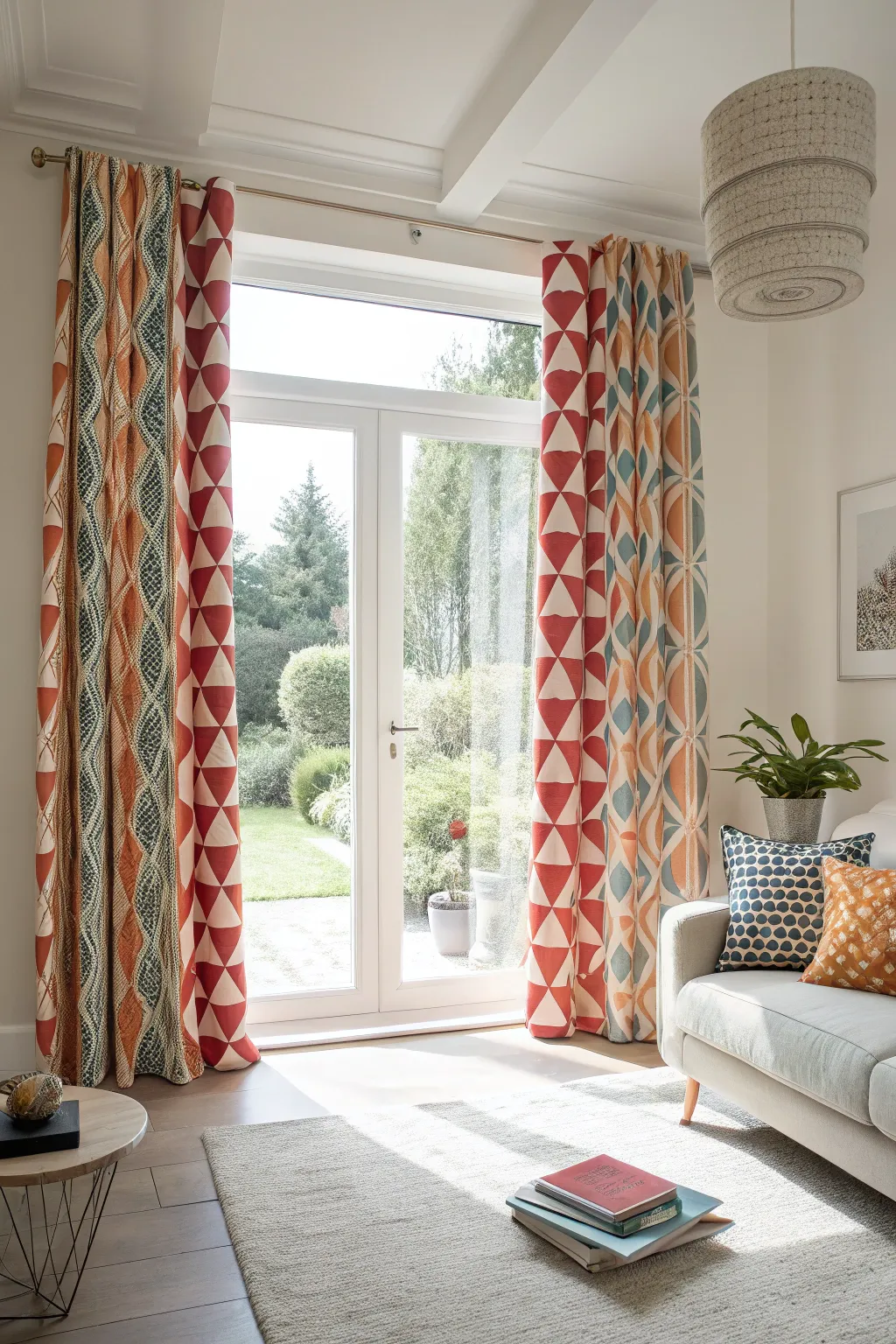 Make a statement with bold patterned curtains.