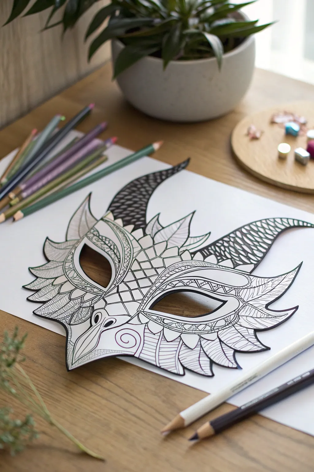 Unleash your creativity with this printable dragon mask template. Perfect for a mystical, personalized touch!