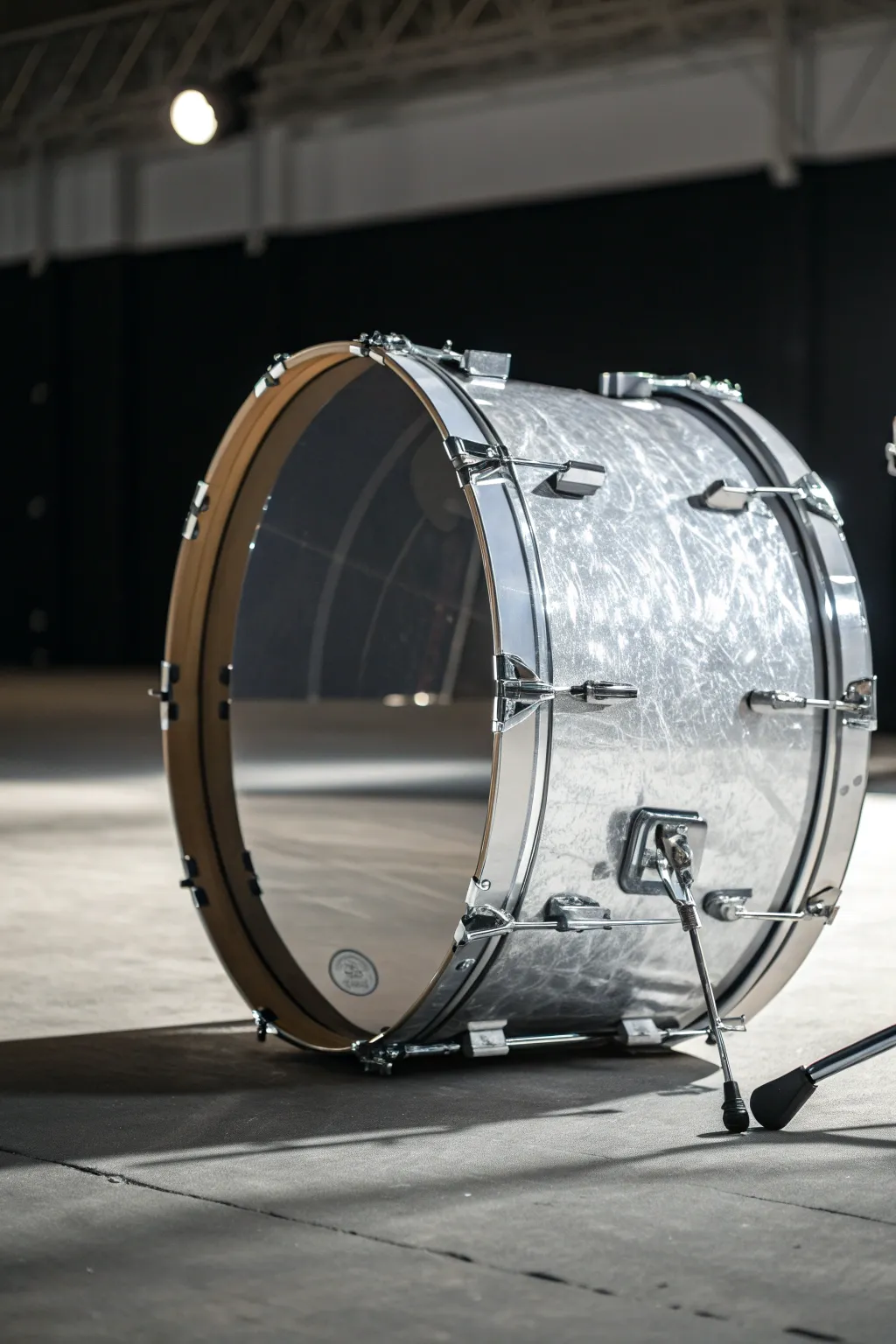 Elevate your drum setup with a striking silver metallic wrap that exudes modern sophistication.