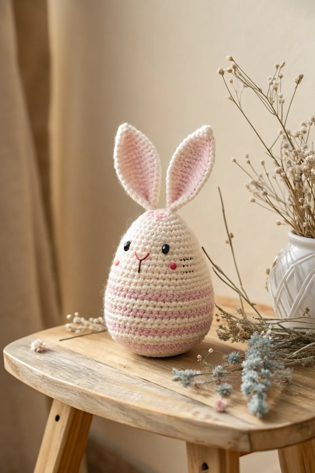 Embrace the charm of spring with this delightful amigurumi bunny, perfect for Easter baskets or as a handmade gift.