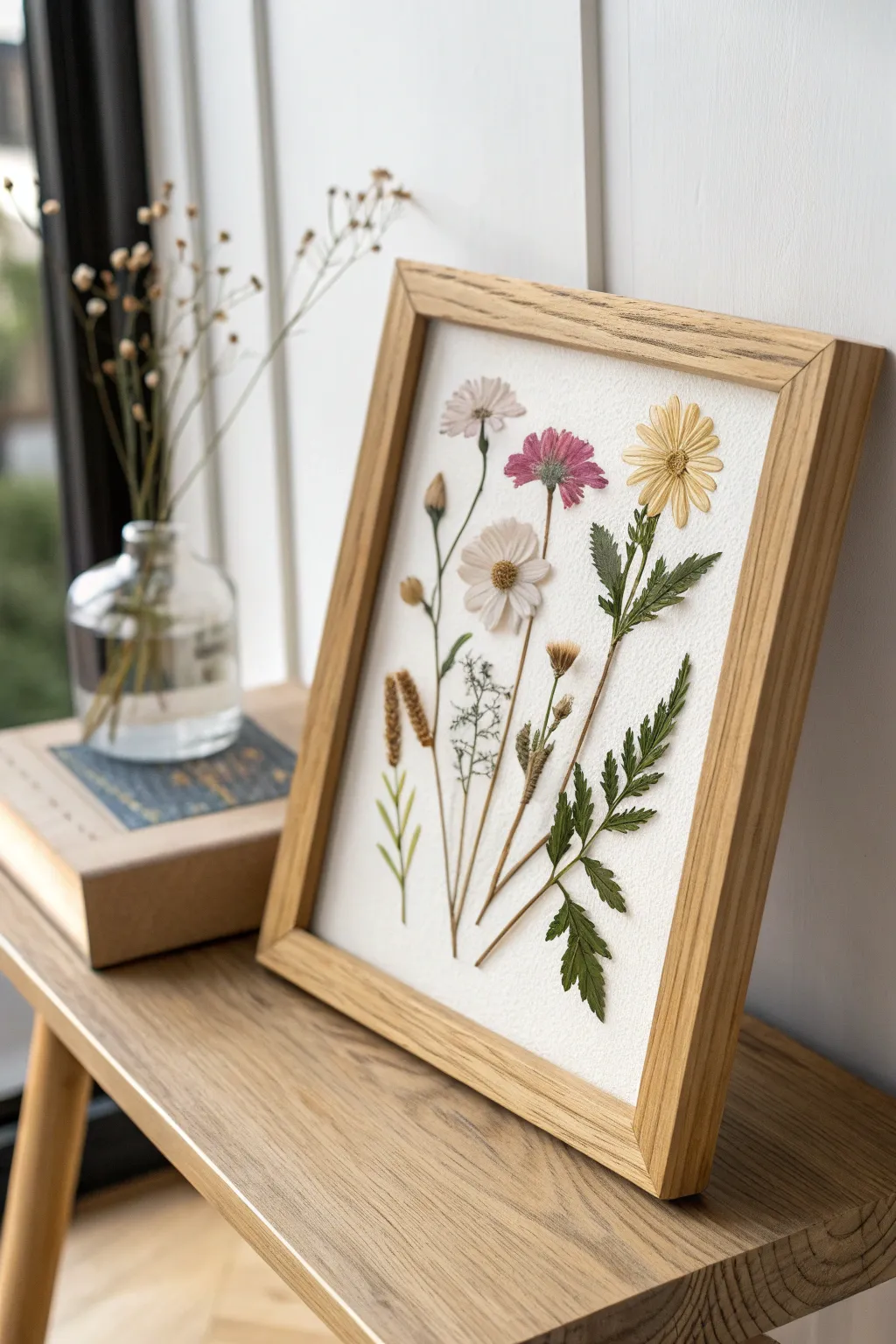 Craft your own piece of nature's elegance with pressed flower art.