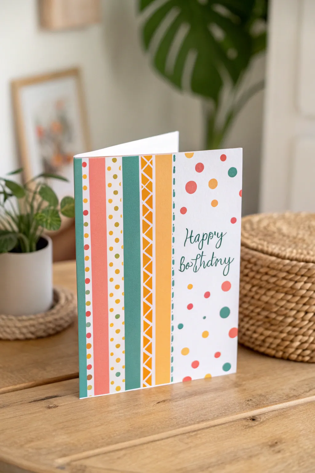 Celebrate with vibrant elegance: a minimalist birthday card bursting with color and charm!