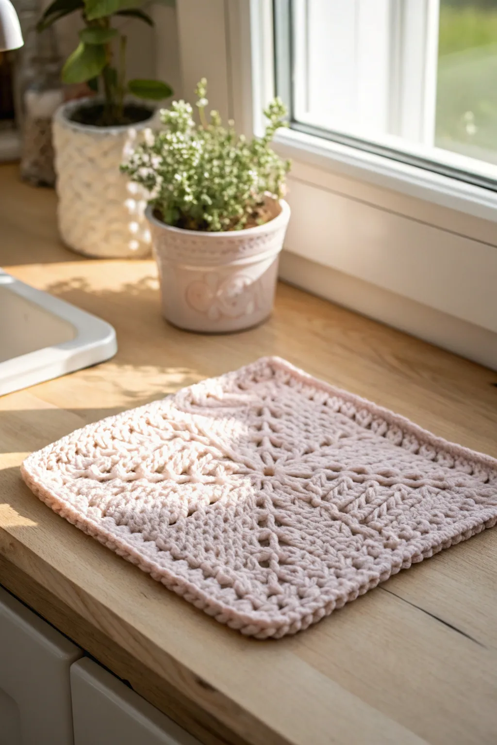Elevate your kitchen with the charm of handmade simplicity. 🌿 #CrochetElegance