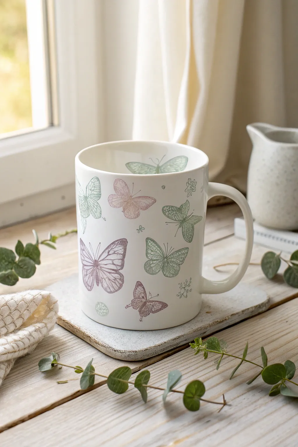Add a touch of love to your mornings with a handcrafted fingerprint butterfly mug.
