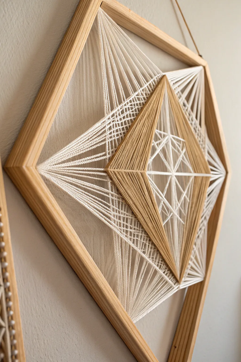 Discover the elegance of geometric string art - a perfect blend of modern design and natural simplicity.