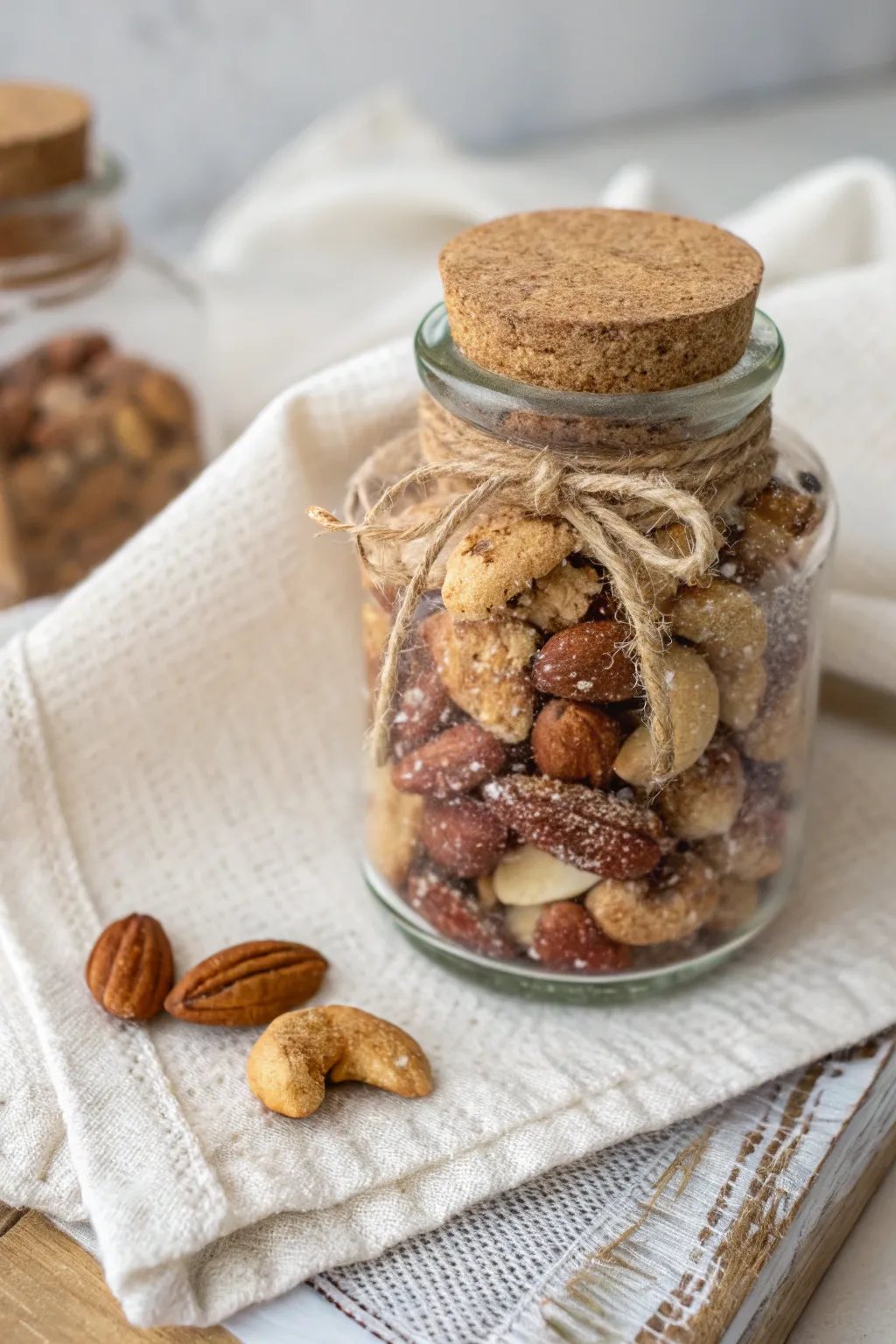 Elevate your gifting with a jar of homemade spiced nut mix - where simplicity meets sophistication.