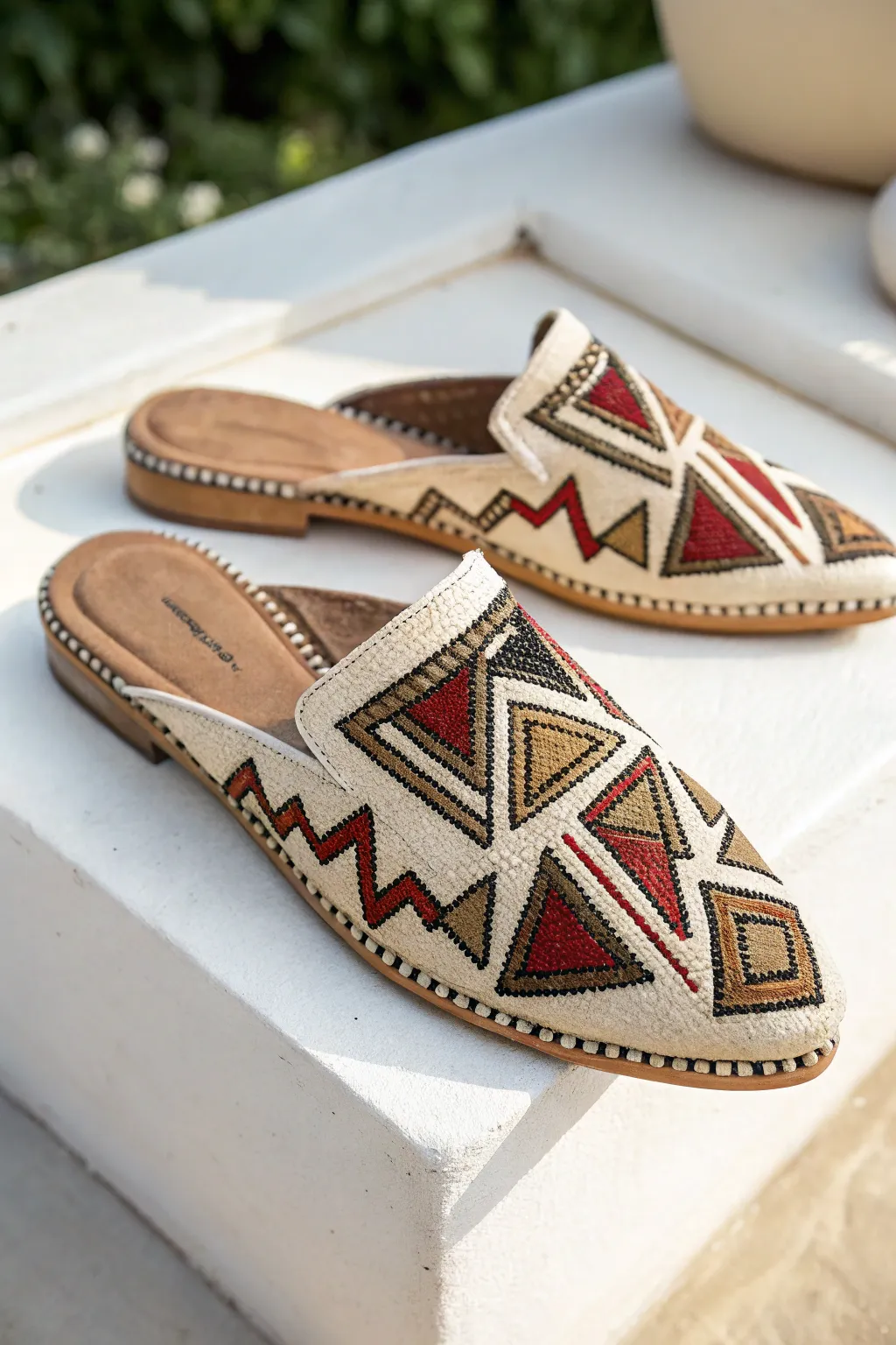 Step into style with geometric elegance—modern embroidery meets minimalist charm.