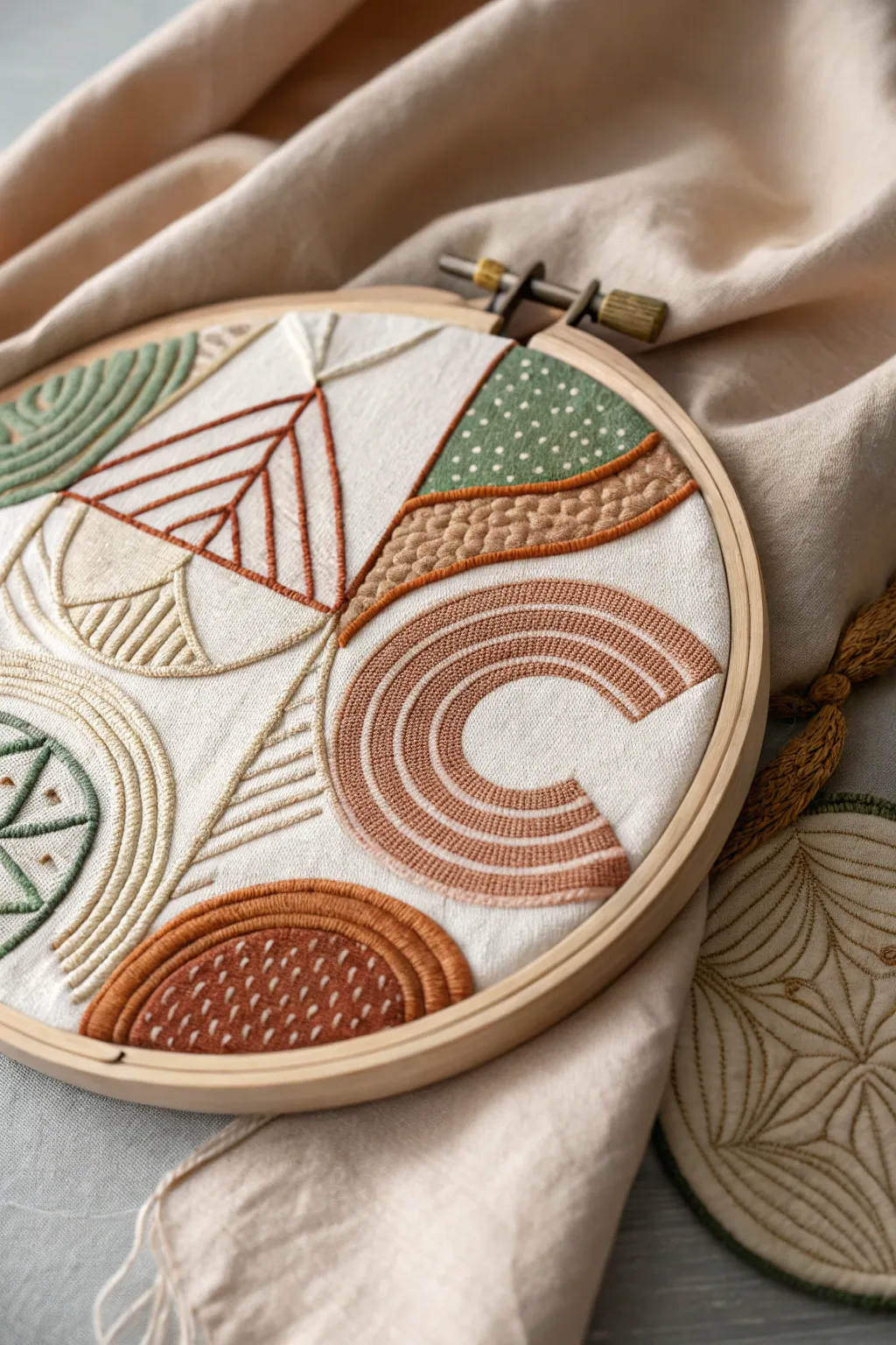 Discover the elegance of geometric embroidery—where modern design meets timeless craft.
