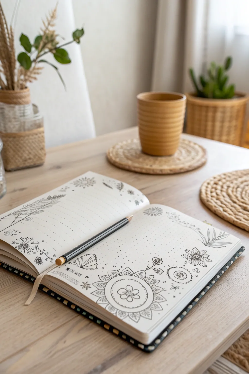 Unleash your creativity with whimsical doodles that transform your notebook into a personal art gallery.