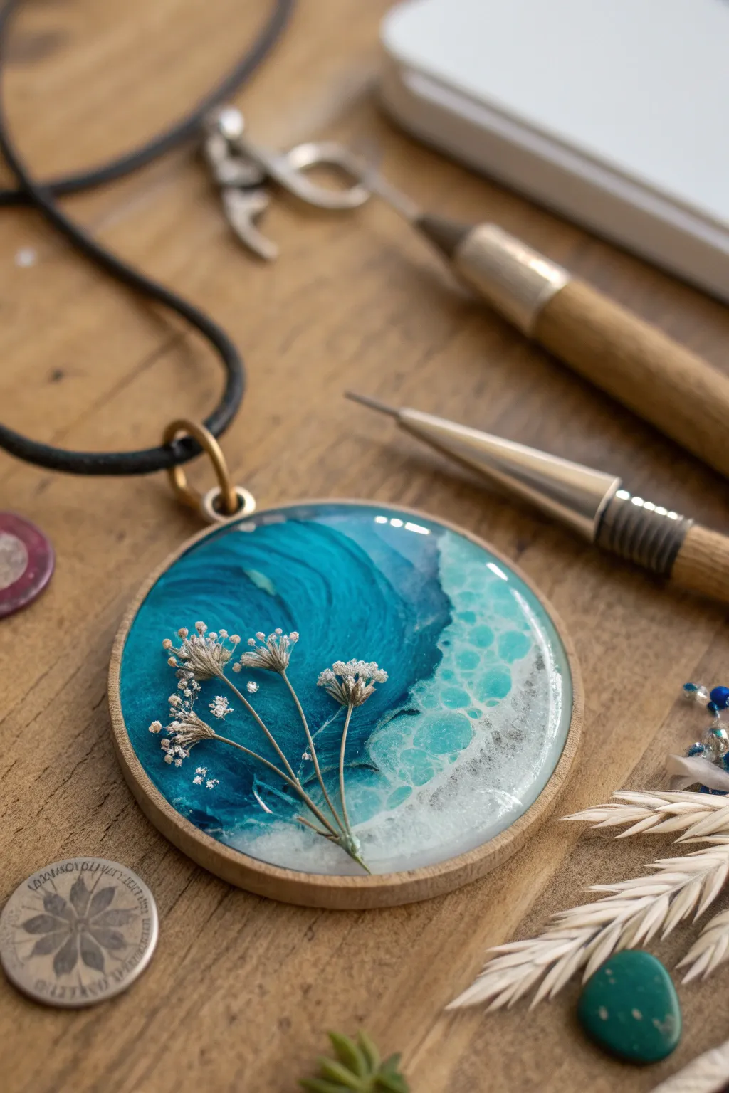 Craft Your Own Masterpiece: Dive into the world of custom resin jewelry with this exquisite pendant design.