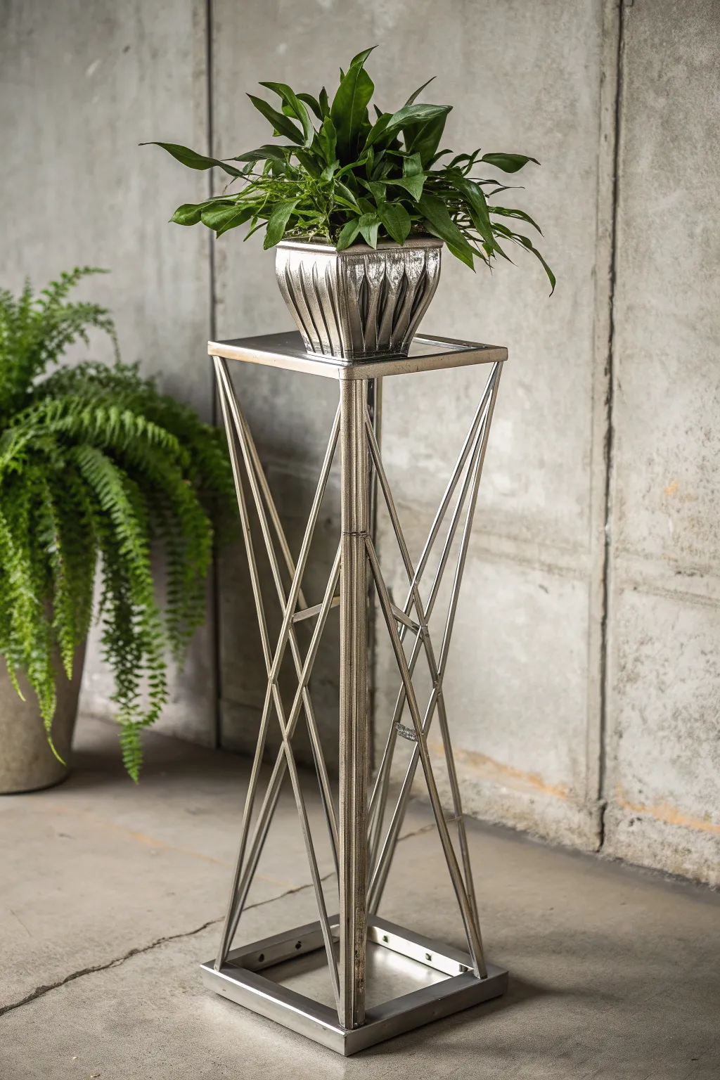 Elevate your greenery with this stunning metallic plant stand, where craftsmanship meets elegance.
