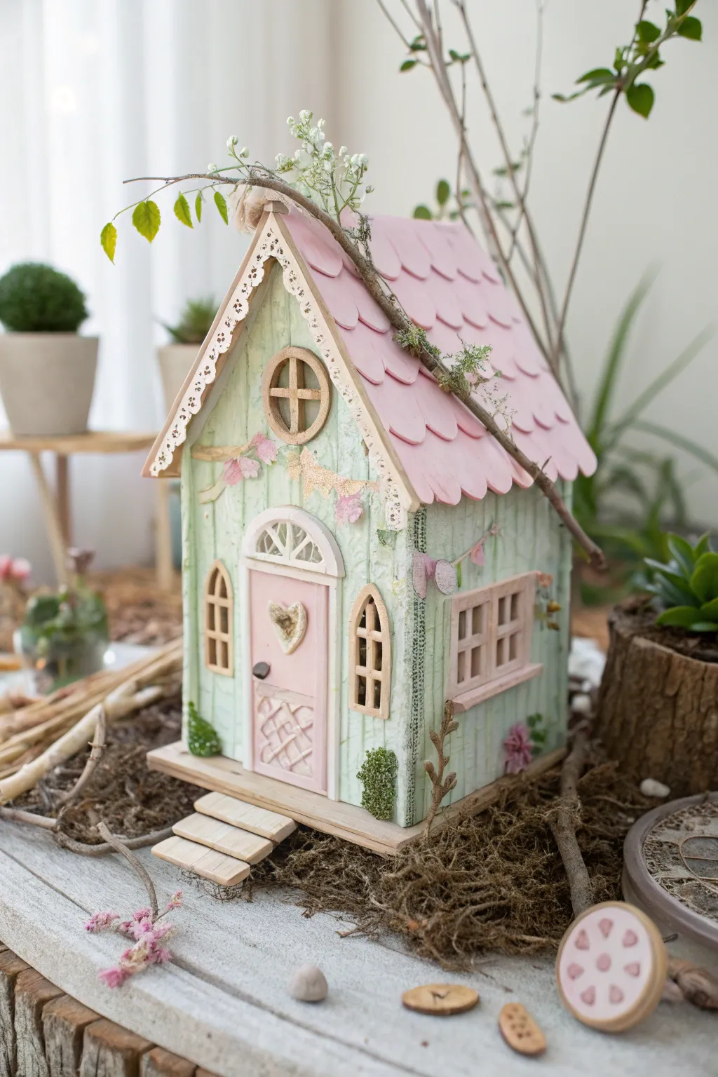 Create magic with popsicle sticks: A whimsical fairy house that captivates with its simplicity and natural beauty.