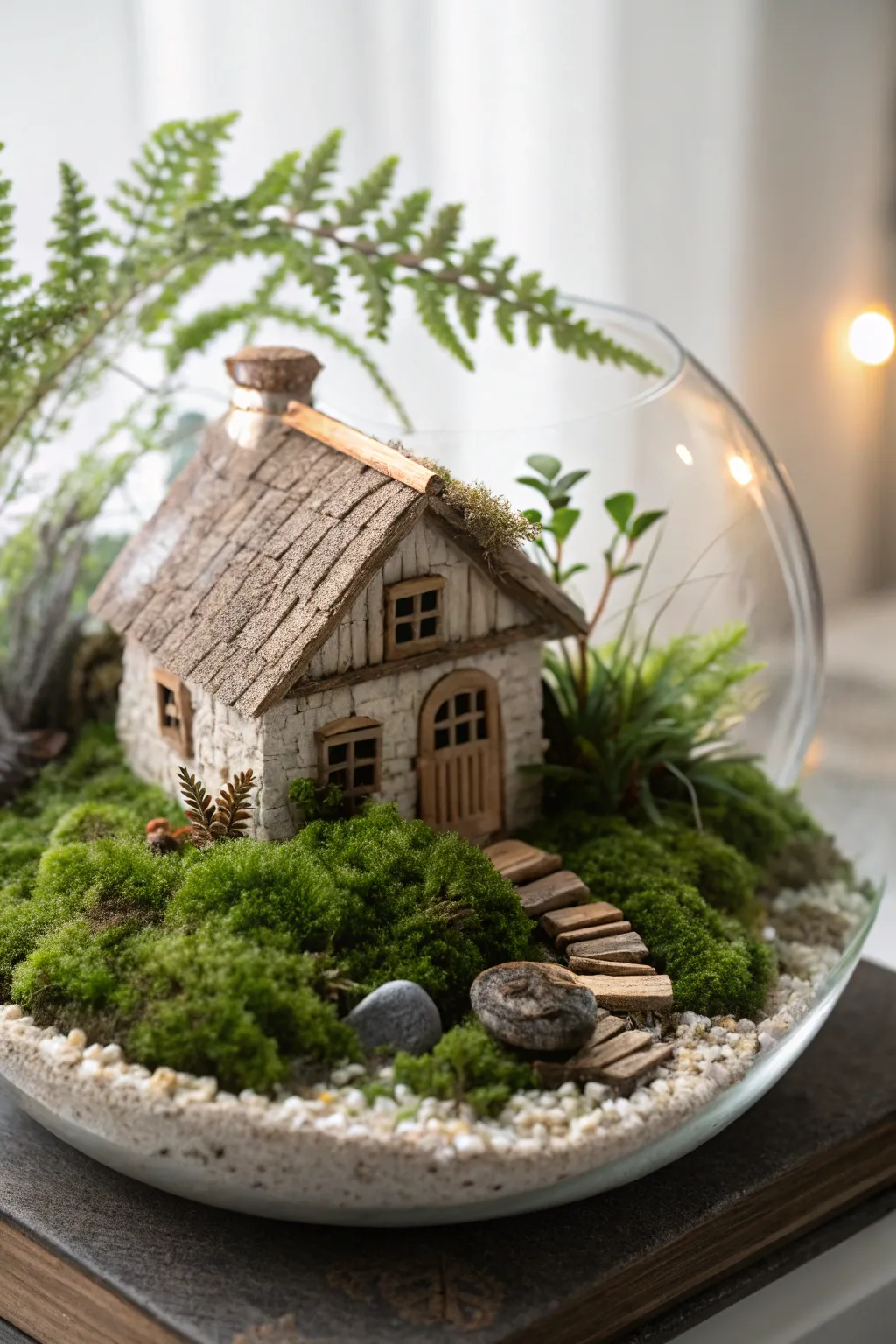 Step into a world of wonder with this enchanting fairy cottage terrarium, where simplicity meets magic.