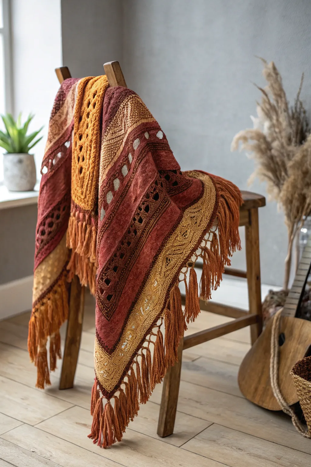 Wrap yourself in the warmth of autumn with a handcrafted crochet shawl. 🍂✨ #FallCozy #CrochetBeauty