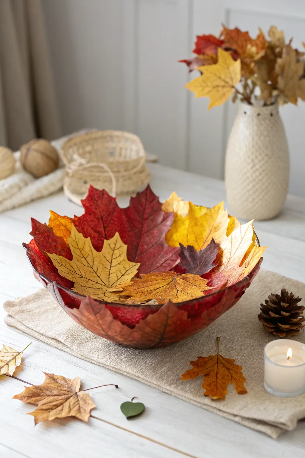 Embrace autumn's charm with this stunning DIY leaf bowl, perfect for adding natural beauty to your minimalist decor.