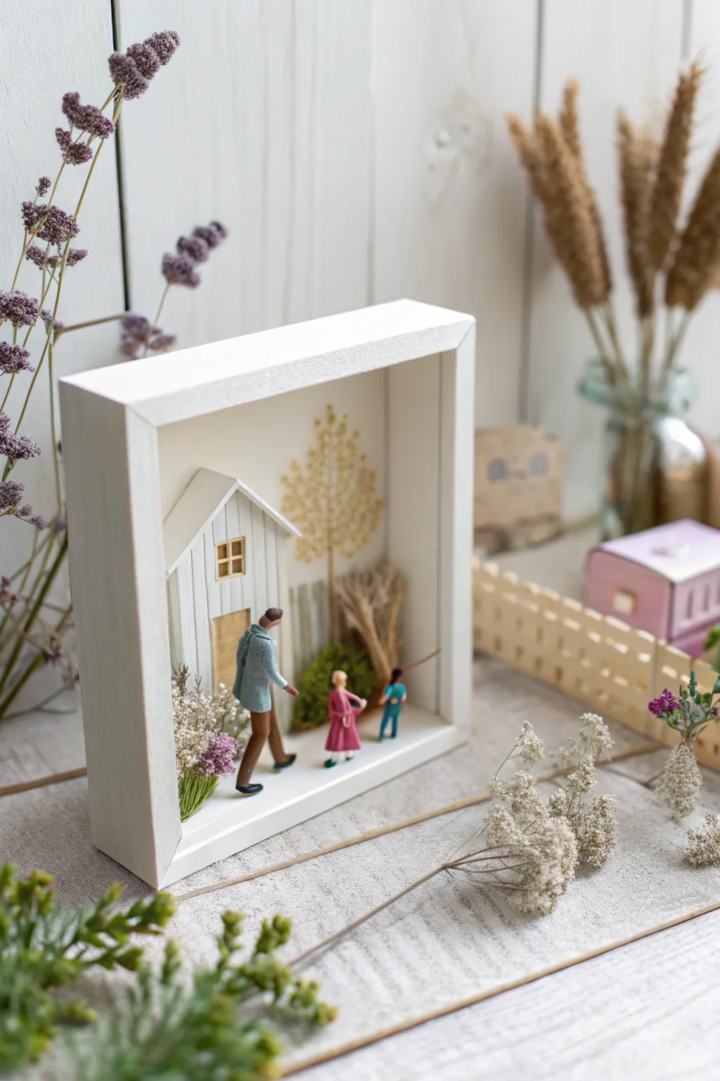 Capture cherished family moments in a stunning shadow box diorama, where simplicity meets heartfelt artistry.