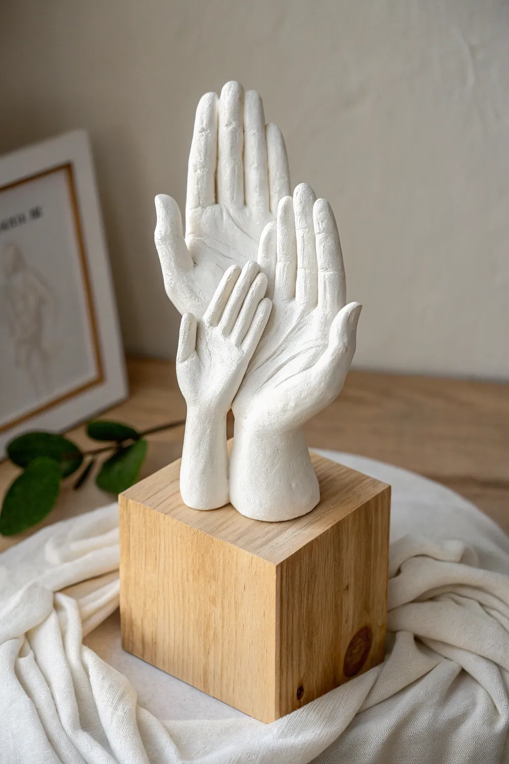 A timeless tribute to family connection: Stacked Hands Sculpture.