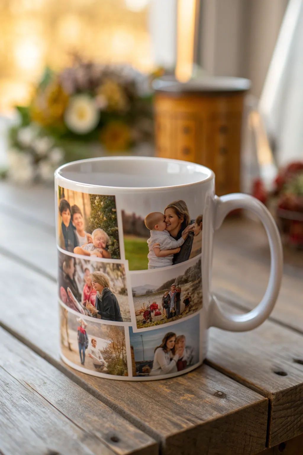 Savor every sip with memories: A personalized photo collage mug for Father's Day.