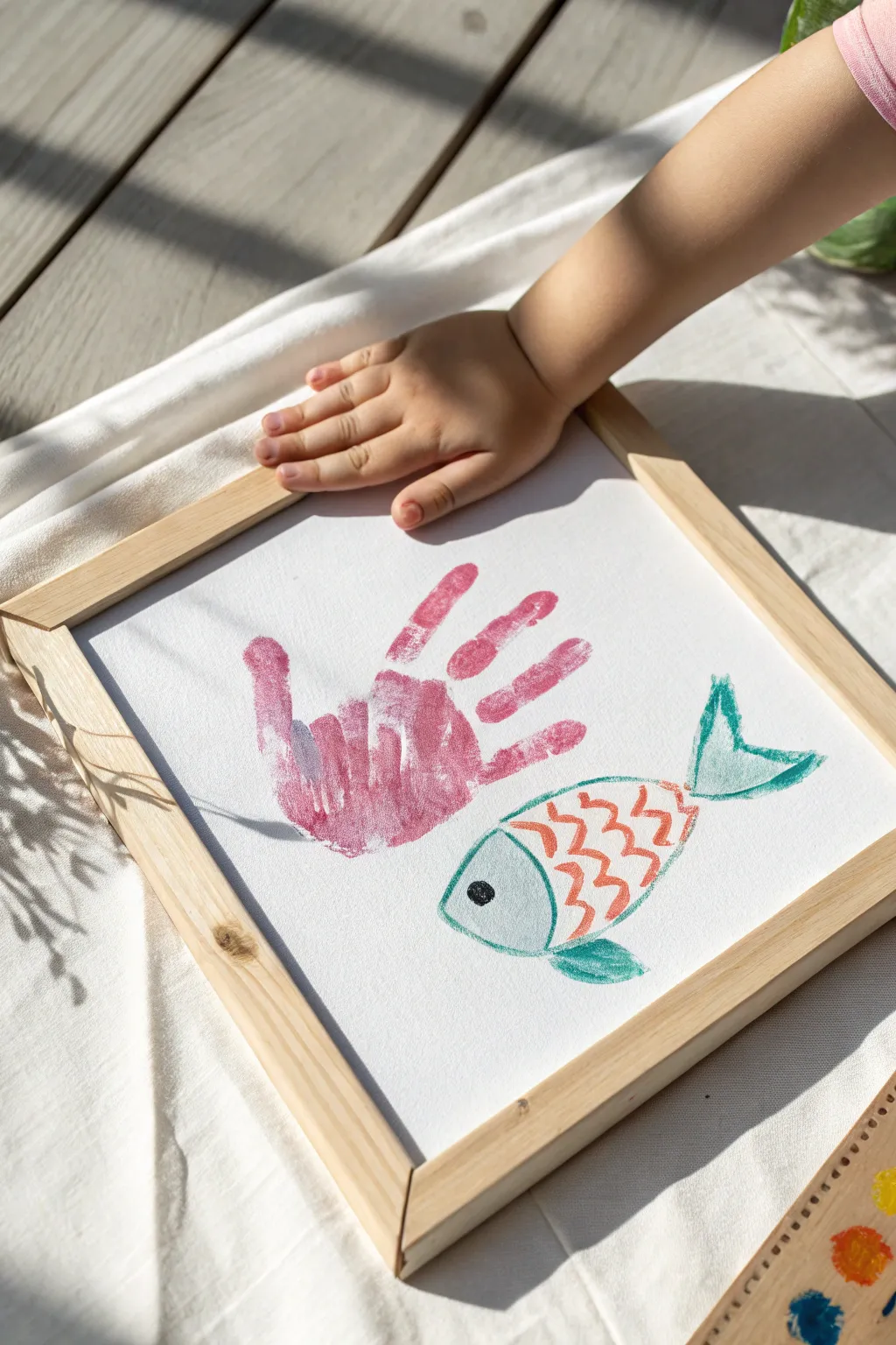 Cherish the moment with a handprint fish keepsake, where simplicity meets heartfelt creativity.