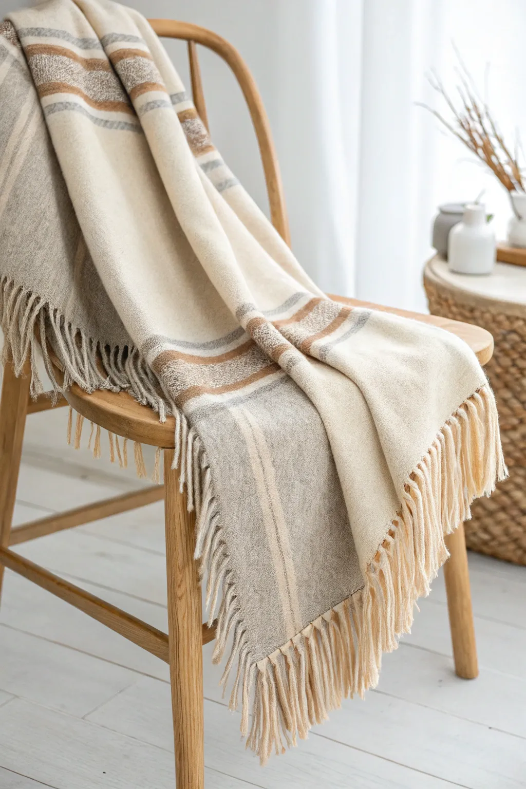 Add a touch of boho elegance to your space with this fringed fleece blanket DIY.