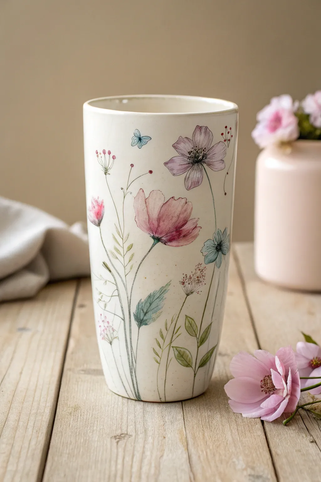 Embrace the serene beauty of watercolor blooms on your tumbler.
