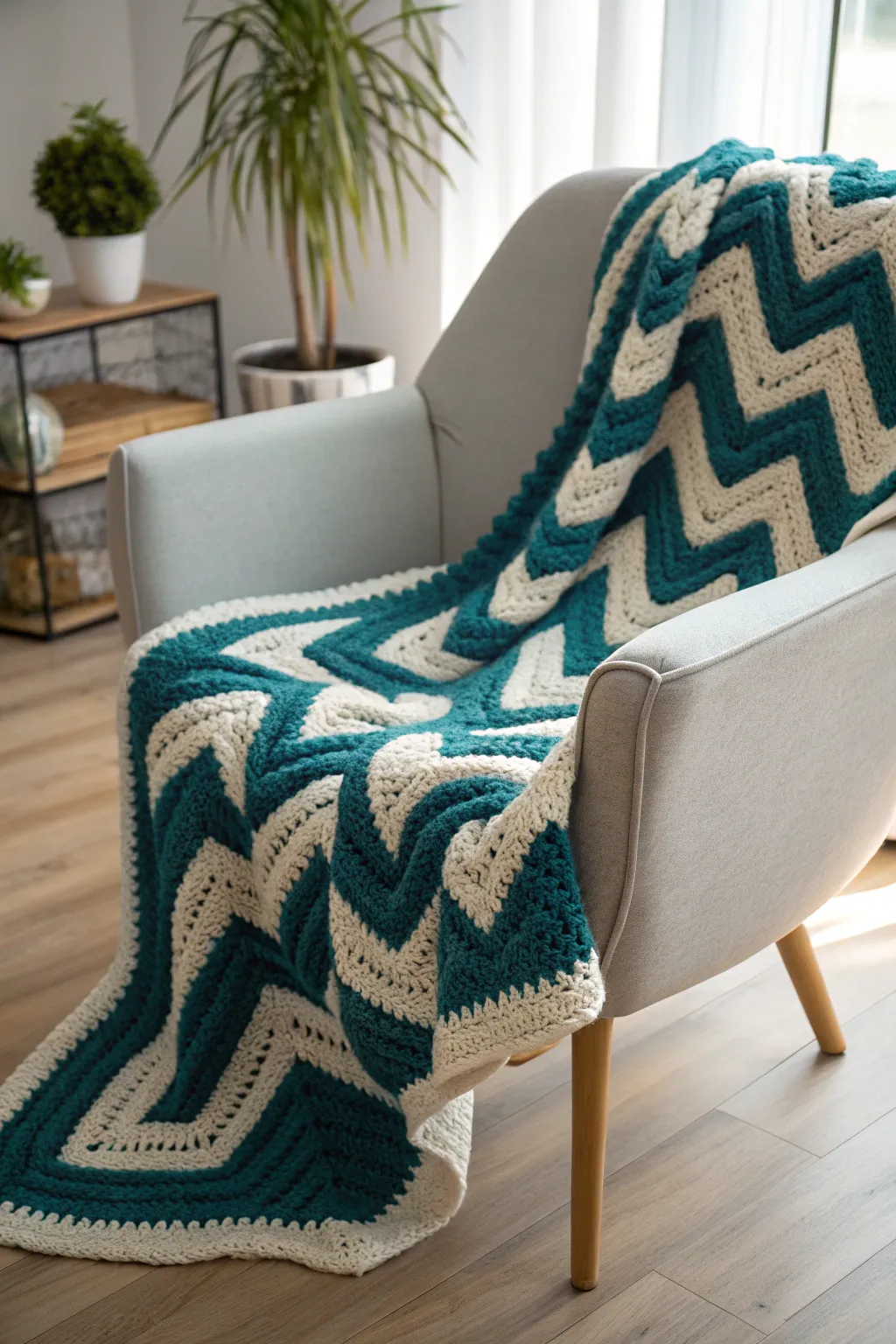 Add a pop of modern elegance to your space with this Chevron Chic Throw.