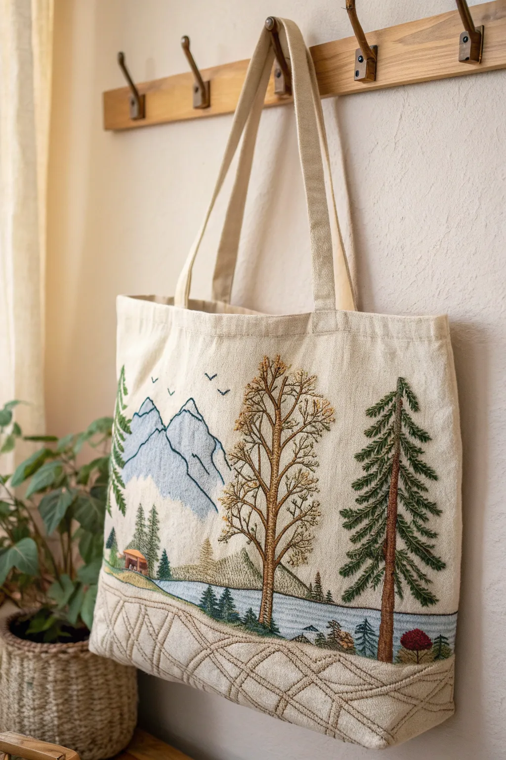 Transform your tote with nature's elegance—discover the art of embroidery.