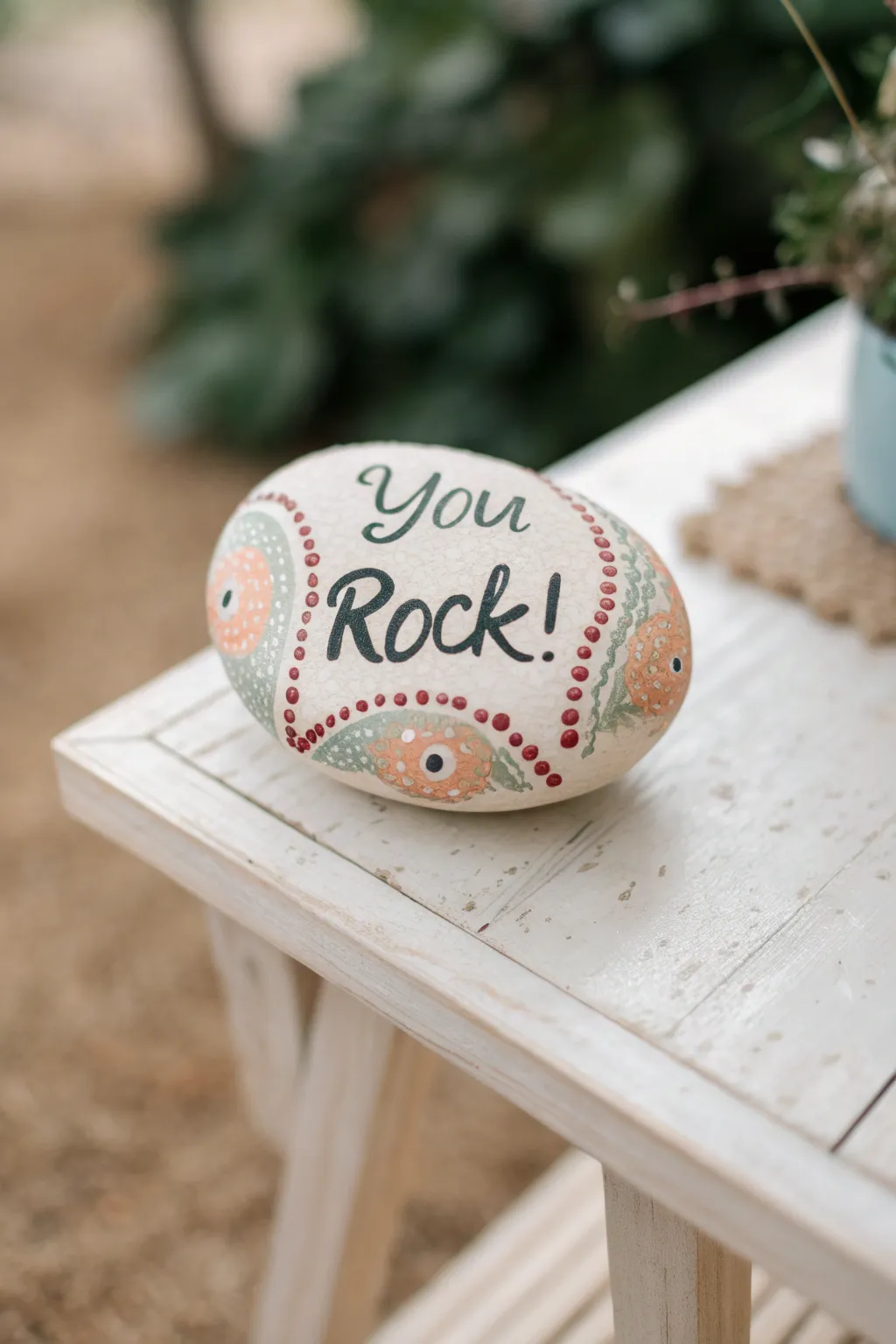 A touch of inspiration with every glance – 'You rock!' beautifully captured on a handcrafted stone.