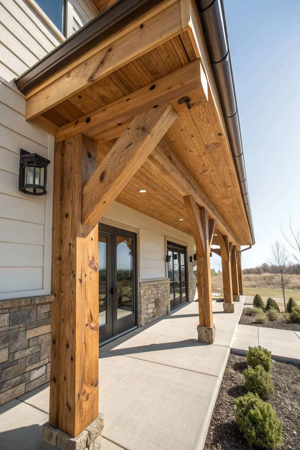 Elevate your porch with expertly crafted beams for a refined outdoor retreat.