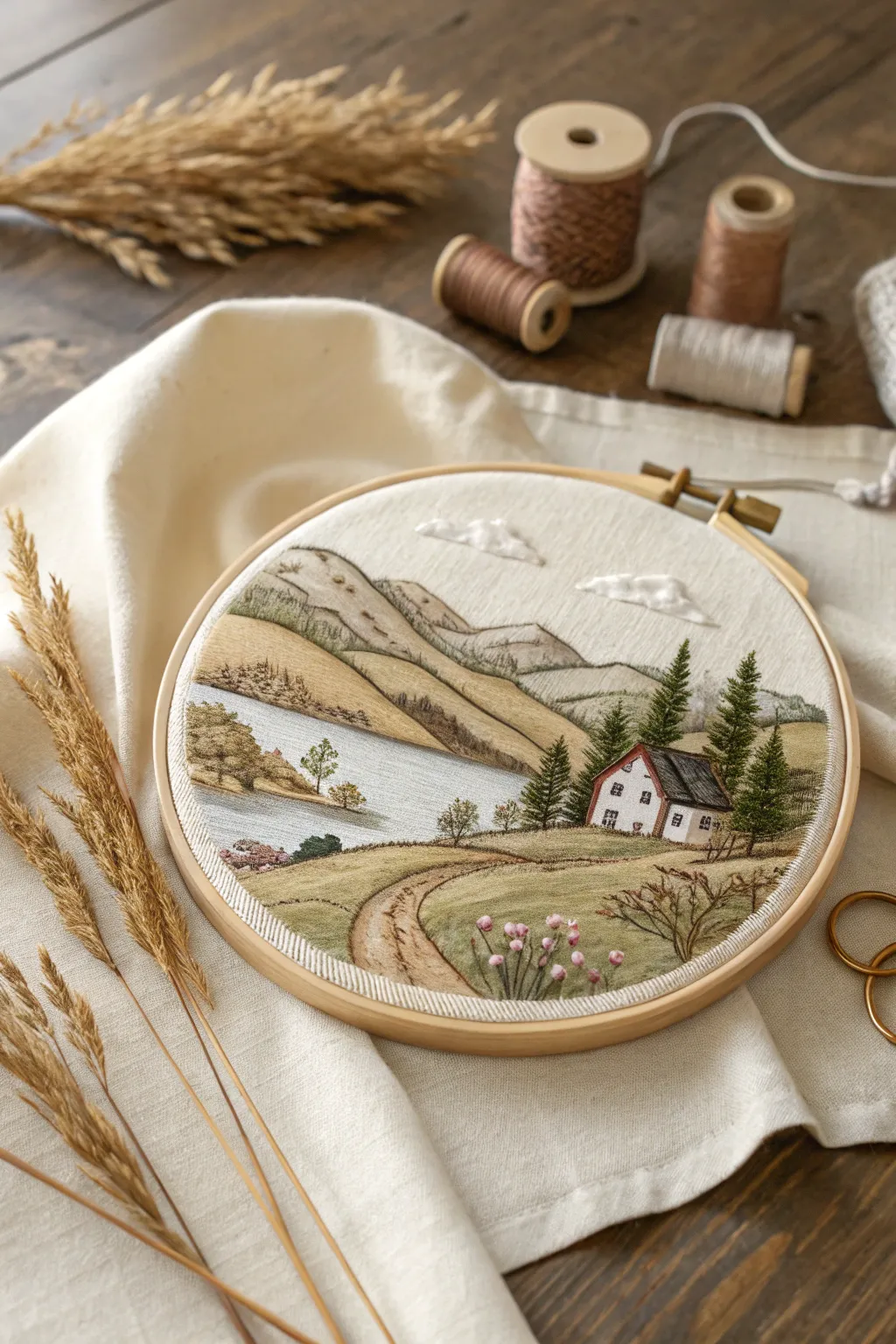 Embrace the art of storytelling with landscapes painted in thread. 🌿✨