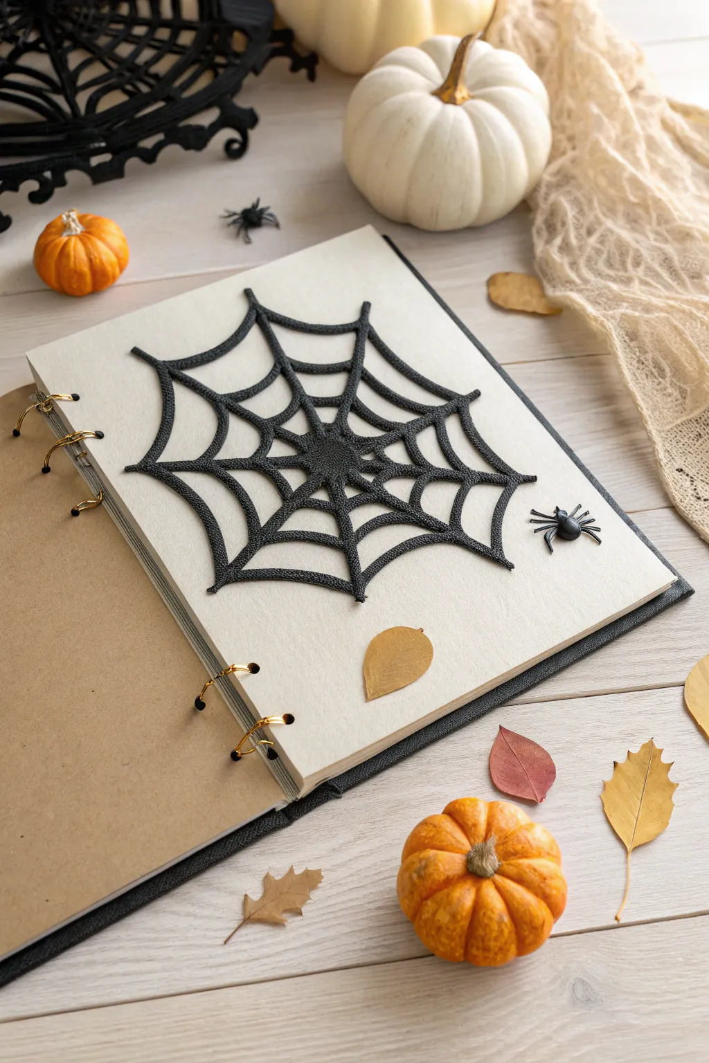 Craft your memories with minimalist elegance: a Halloween-themed scrapbook page that beautifully balances simplicity and seasonal charm.