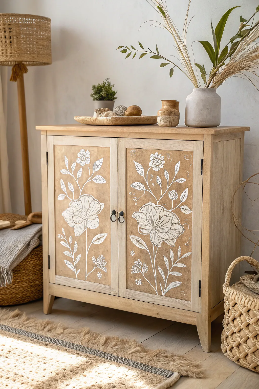 Transform your furniture with the art of stenciling – where simplicity meets natural beauty.