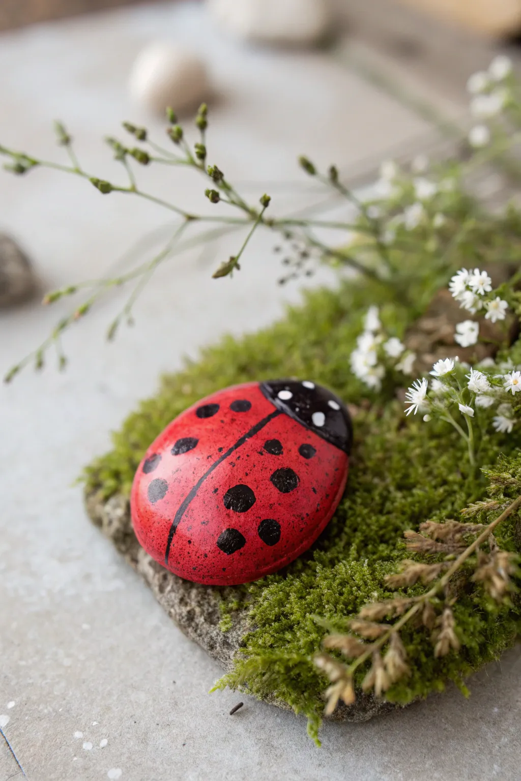 Add a touch of whimsy to your garden with handcrafted ladybug stones.