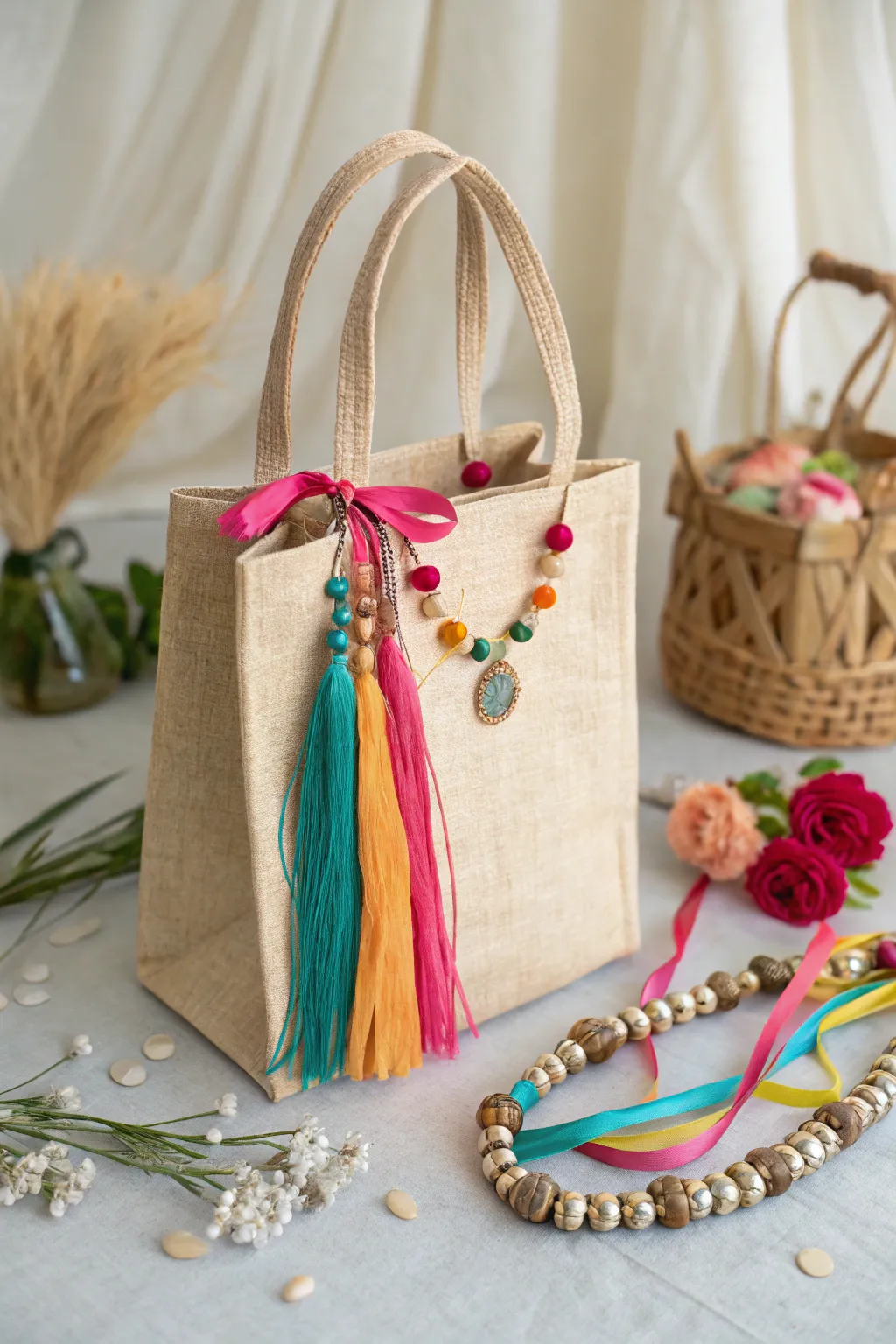 Celebrate in style with this stunning gift bag, where minimalist elegance meets vibrant festivity.
