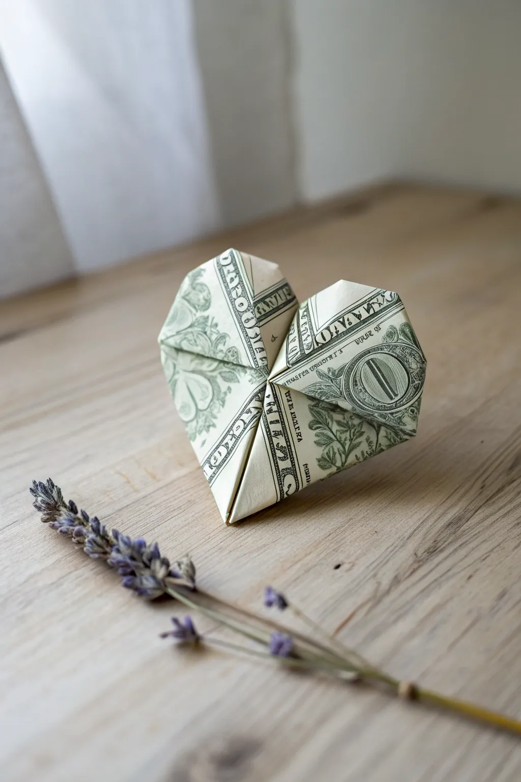 A heartfelt gift: Crafting love with origami money art.