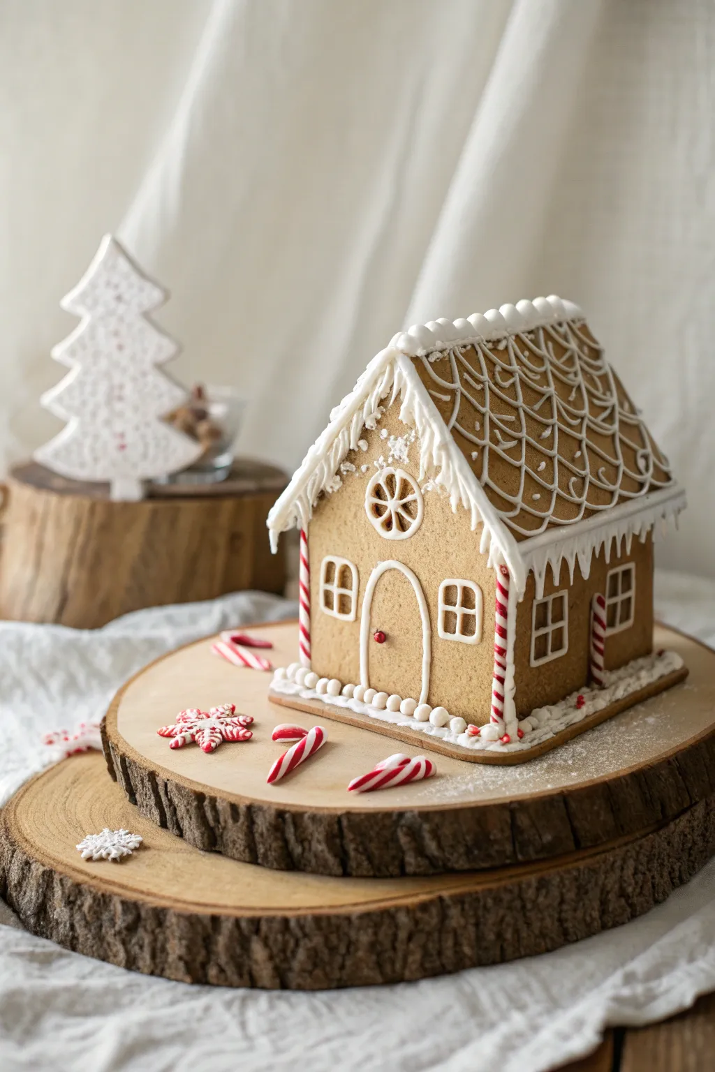 Discover the elegance of simplicity with this minimalist gingerbread house masterpiece.